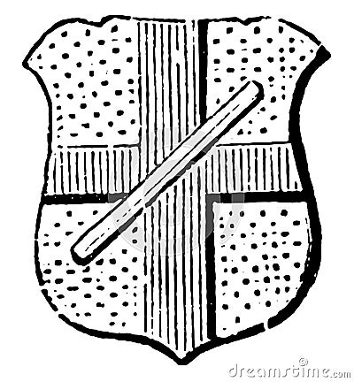 Baton Abatement is generally used as an abatement in coats of arms, vintage engraving Vector Illustration