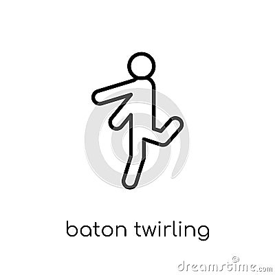 baton twirling icon. Trendy modern flat linear vector baton twirling icon on white background from thin line sport collection Vector Illustration