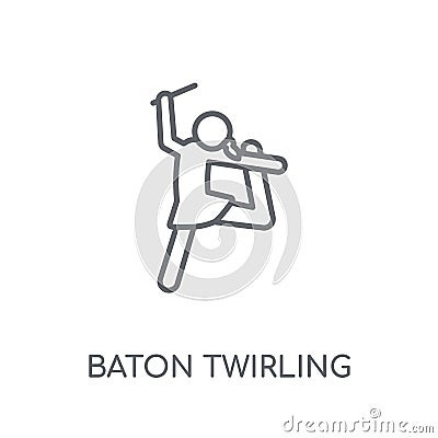 baton twirling linear icon. Modern outline baton twirling logo c Vector Illustration