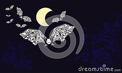 Bats fly out at night Stock Photo