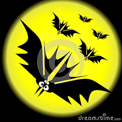 Bats on a moon background Stock Photo