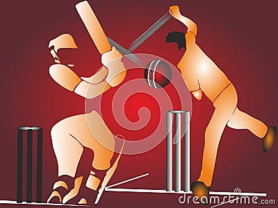 Batsman, Bowler, Cricket Icons for mobile concept and web apps. Vector Illustration