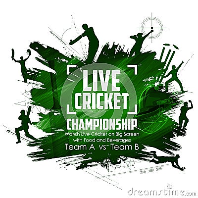 Batsman and bowler playing cricket championship sports Vector Illustration