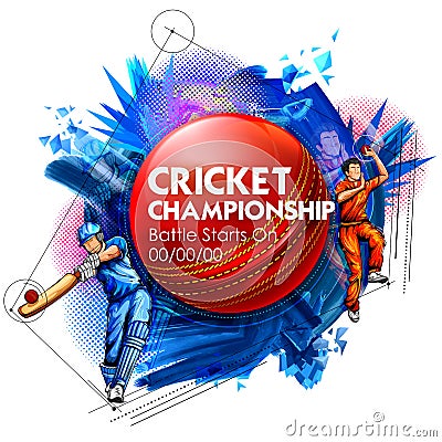 Batsman and bowler playing cricket championship sports Vector Illustration