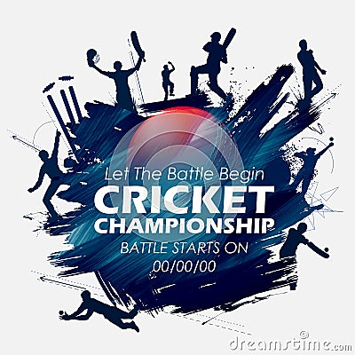 Batsman and bowler playing cricket championship sports Vector Illustration