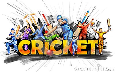 Batsman and bowler playing cricket championship sports Vector Illustration