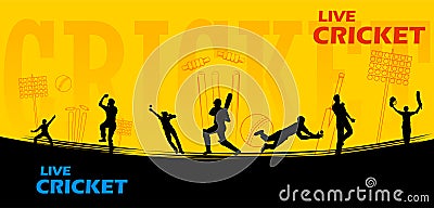 Batsman player playing cricket championship sports background Vector Illustration