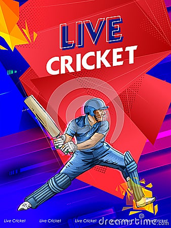 batsman player playing cricket championship sports Cartoon Illustration