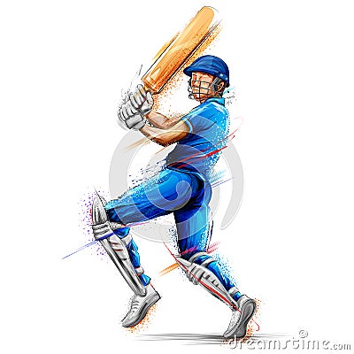 Batsman playing cricket championship sports Vector Illustration