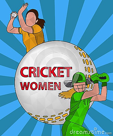 Cricket women poster 3 Vector Illustration