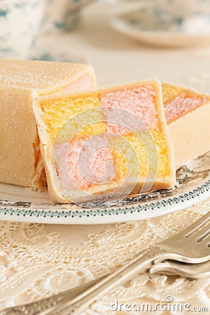 Battenberg Cake Stock Photo