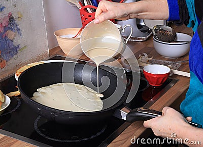 Batter is filled in the pan Stock Photo