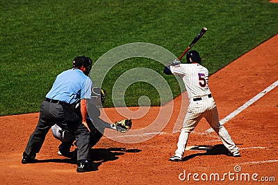 A batter takes his stance during game day action Editorial Stock Photo