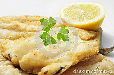 Battered and fried hake Stock Photo