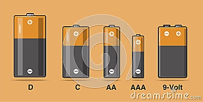 Illustration of a set of Batteries Vector Illustration