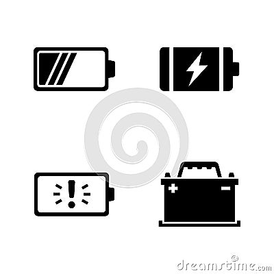 Batteries. Simple Related Vector Icons Vector Illustration