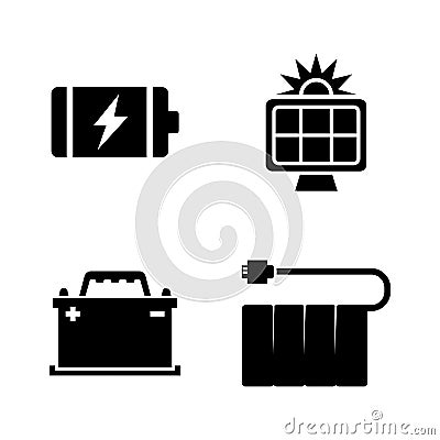 Batteries. Simple Related Vector Icons Vector Illustration