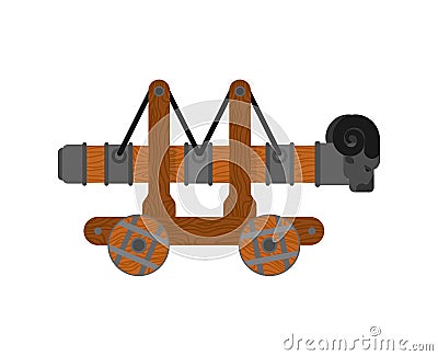 Battering ram isolated. Wall Mounted machine. Roma siege weapon Vector Illustration