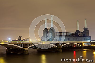 Battersea Power Station at Night Stock Photo