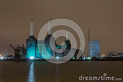 Battersea Power Station at Night,london uk Editorial Stock Photo