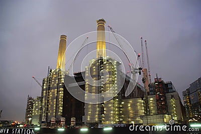 Battersea Power Station at night, London, UK Editorial Stock Photo