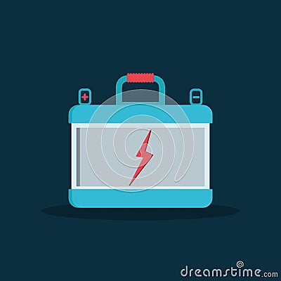 Battery accumulator car auto parts electrical supply power in flat style. Vector Illustration