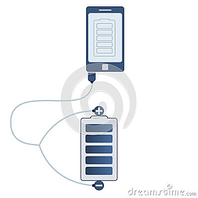 Battery automation using cell phone Vector Illustration
