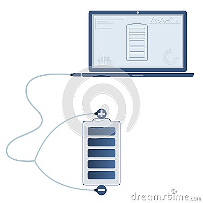 Battery automation using laptop Vector Illustration