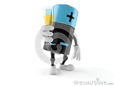 Battery character toasting Cartoon Illustration