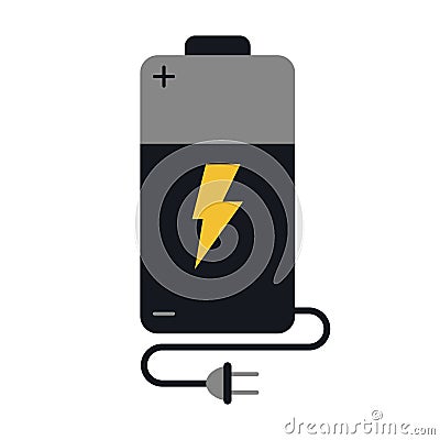 Battery charge alkaline lighting cable plug Vector Illustration