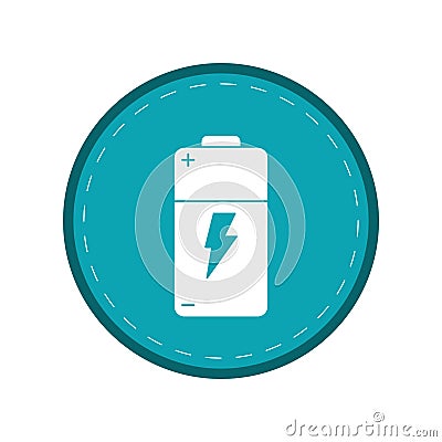 Battery charge alkaline lighting green circle Vector Illustration