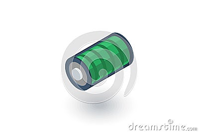 Battery charge full isometric flat icon. 3d vector Vector Illustration