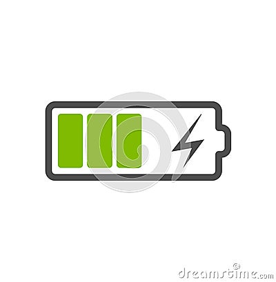 Battery charge icon, vector electrical power charger. Flat accumulator charge icon for smartphone Vector Illustration