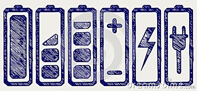 Battery charge level indicators Vector Illustration