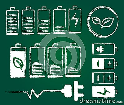 Battery charge level indicators Vector Illustration