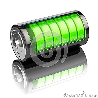 Battery charge level indicators on white. Charging. Stock Photo