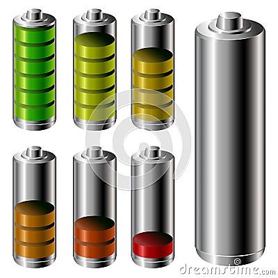 Battery charge level set Vector Illustration