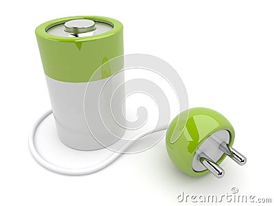 Battery charger with plug. 3D illustration Stock Photo