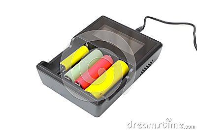 Battery charger with rechargeable batteries Stock Photo