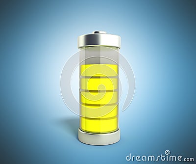 Battery charging Battery charge level indicators on blue 3d illustration Stock Photo