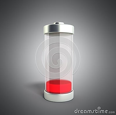 Battery charging Battery charge level indicators on grey 3d illustration Stock Photo