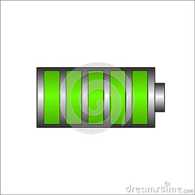 Battery charging icon. Green battery, full charge symbol. Full charge energy for mobile phone. vector eps10 Vector Illustration