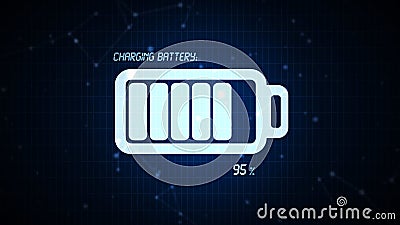 Battery charging icon illustration, rechargeable energy power co Cartoon Illustration