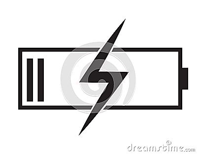 Battery charging icon on white background. Stock Photo