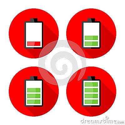 Battery charging icons - Electricity signs symbols Stock Photo