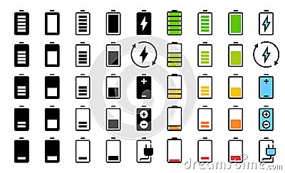 Battery Charging Indication, Level or State of Charge Vector Illustration