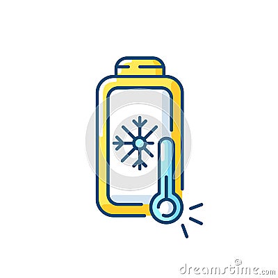 Battery charging undercooling problem RGB color icon Vector Illustration