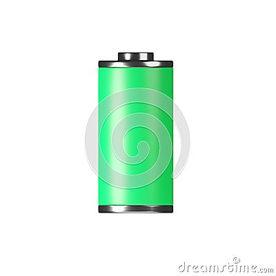 Battery 3d icon - full level capacity, energy load. Power charge level, lithium cell Cartoon Illustration