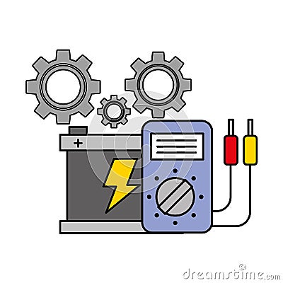 Battery diagnostic gears automotive service Vector Illustration