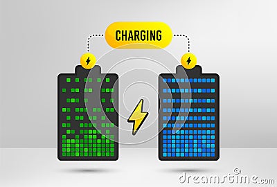 Battery electric charge. Accumulator charging icons. Vector Vector Illustration